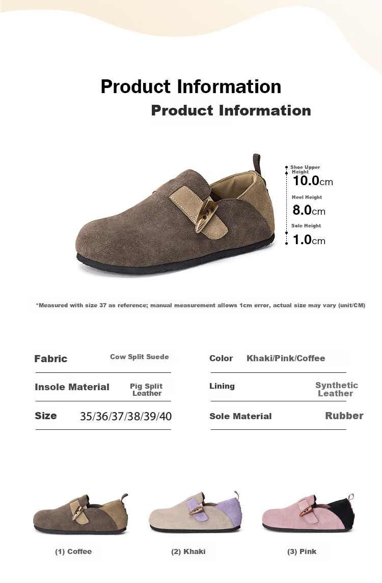 J&M Birkenstock-Style Women's Shoes, Spring Outdoor Wear, Soft Sole, Retro, Full Coverage, Casual, Niche, Women's Flats, Coffee Color, Size 40 3