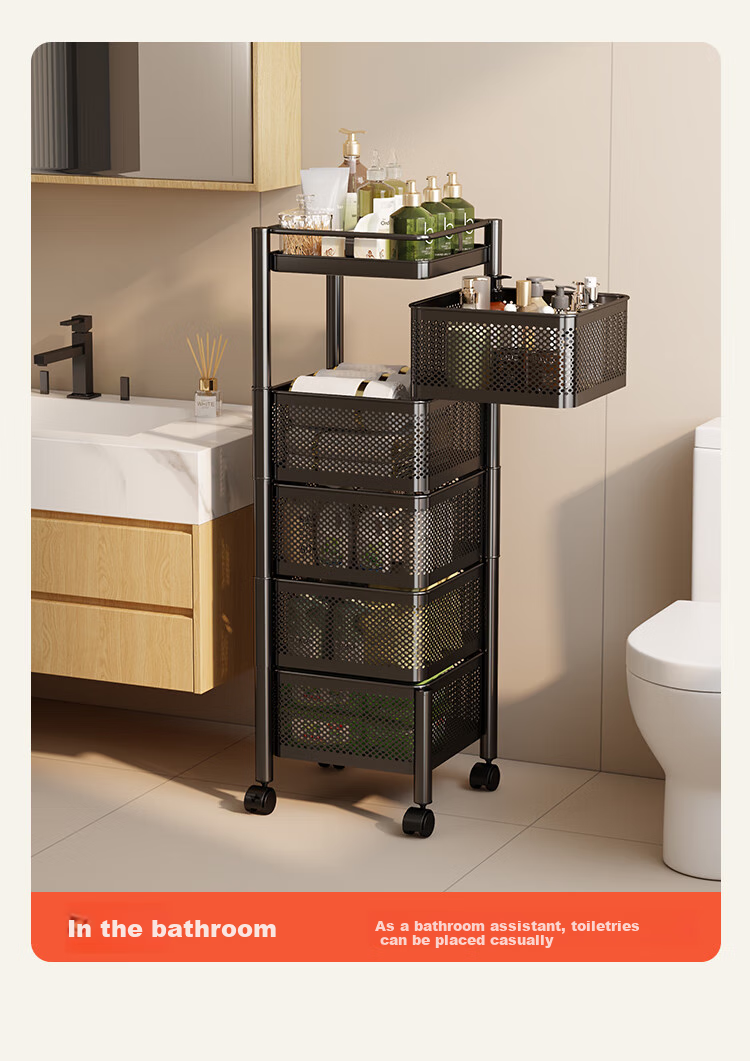 QIAONAMEI Kitchen Storage Rack, Floor-Standing Vegetable Stand, Rotatable Shelf, Multifunctional Storage Rack, 1118-6 11