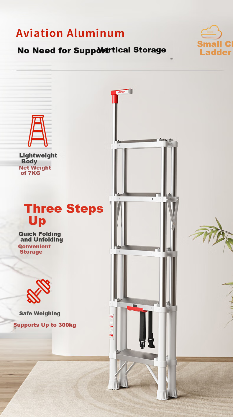 DU PONT [Naianxiaoyun Ladder] Folding A-Frame Ladder for Home Use, Indoor Telescopic Ladder, Multi-Functional Climbing Ladder, 5 Steps 29