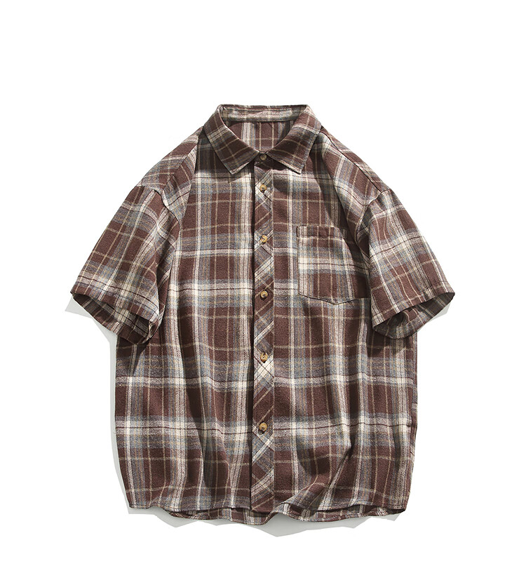 CLOR American-Style Casual Retro Loose Shirt, Spring And Summer Plaid Trendy Short-Sleeve Jacket, CLCX06 Black XL 4