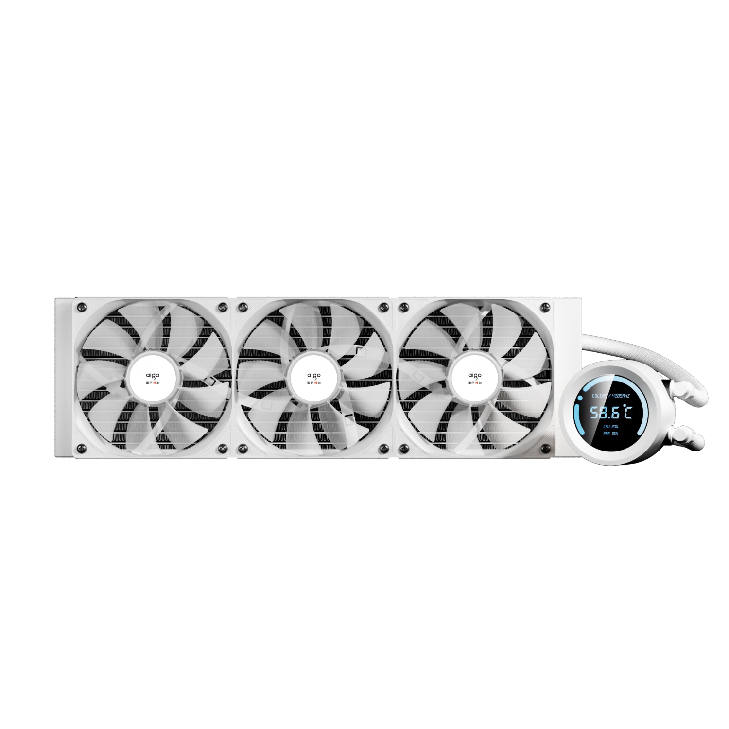 Aigo SX360 ARGB White All-In 360mm Liquid Cooler/CPU Heatsink/2.13-Inch Digital Display Screen/Ceramic Water Pump/LGA 1151/AM5