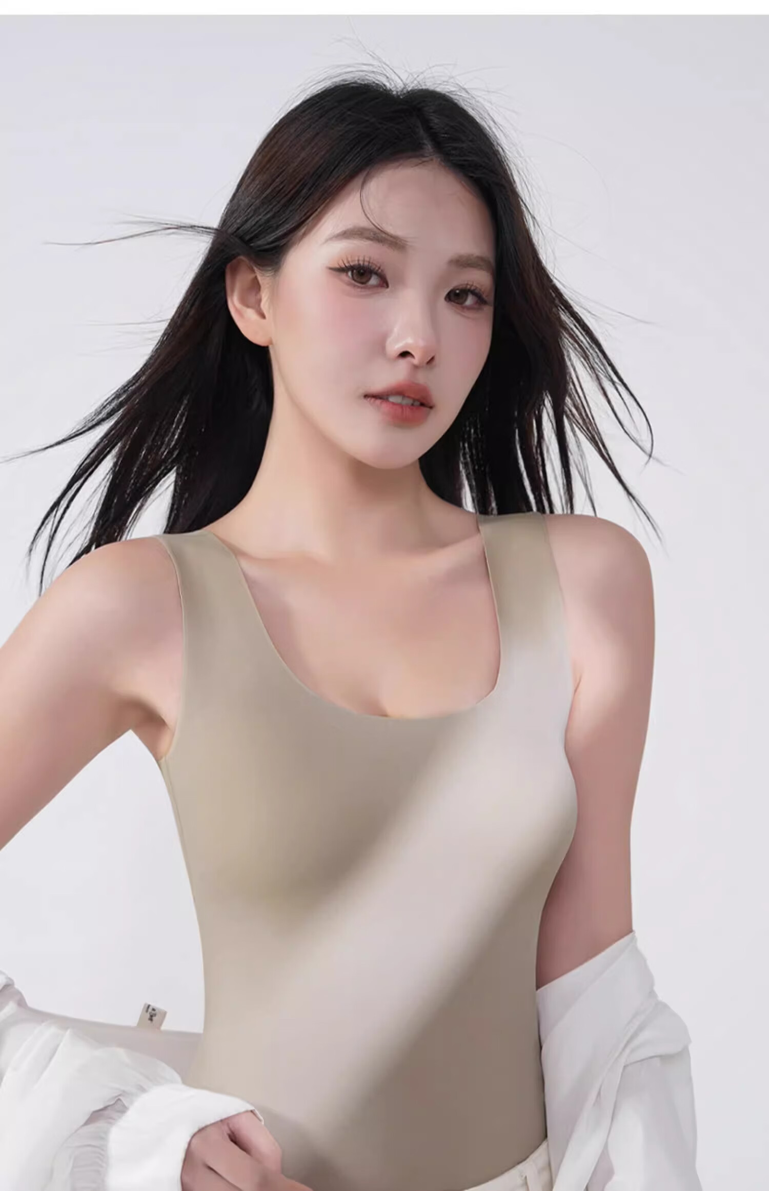 MiiOW Ice Silk Camisole Tank Top for Women with Built-In Bra Pads, White Seamless Sun Protection Inner Wear Or Outer Layer 22
