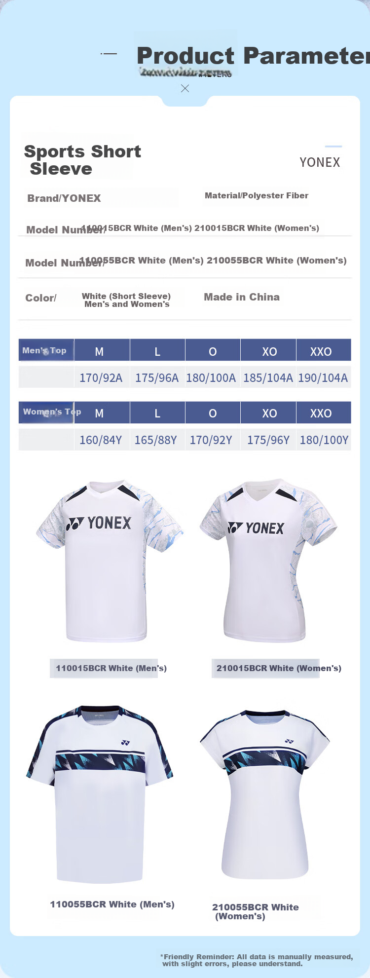 YONEX Badminton Shirt, Competition Training, Sweat-Absorbing And Breathable, Men's Sports T-Shirt, 110015BCR, White, XO 3