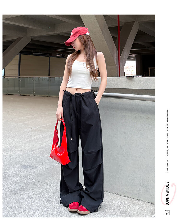 Women’s Free Style Side Drawstring Cargo Pants 2026 Summer New Petite Casual Wide-Leg Quick-Dry High-Waist Paratrooper Pants 24