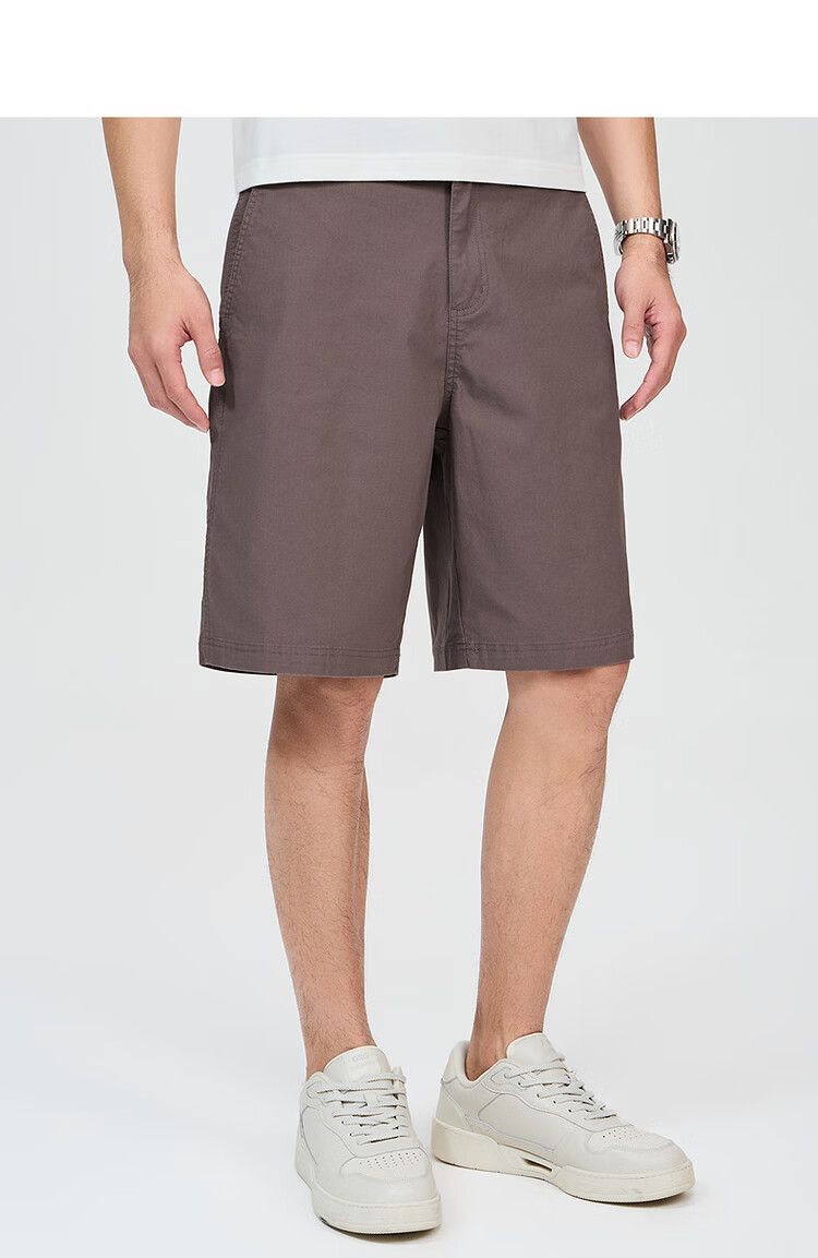 DANCING WOLVES [Comfort Stretch Cotton and Spandex] Summer Workwear Trendy Loose Breathable Versatile Casual Men's Shorts 314 Red Brown 34 12
