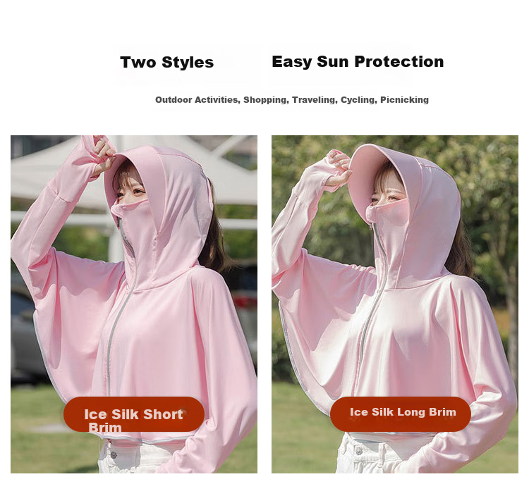GLO-STORY Sun Protection Clothing for Women, Long-Sleeve Hooded UV-Resistant Jacket, Outdoor Anti-UV Shawl, WST114059 6