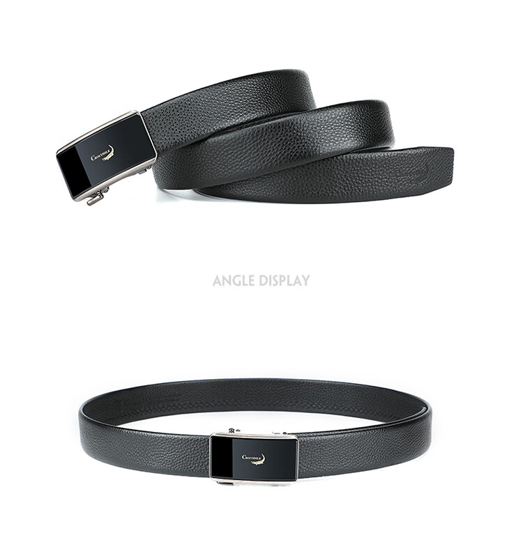 CROCODILE Men's Inner-Wear Belt, Top-Grain Leather, Automatic Buckle, Simple Waistband, Birthday Gift for Men, T4059 4