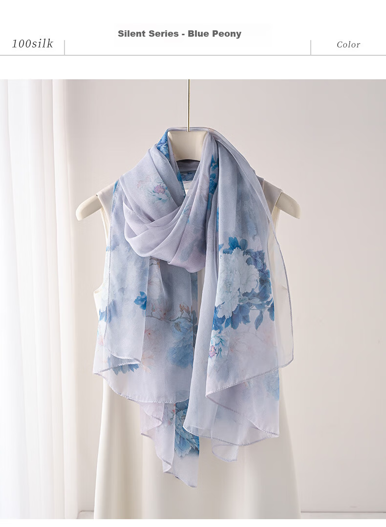 Hangsilu Silk Scarf for Women, Mulberry Silk Lightweight Chiffon Shawl, High-End Birthday Gift, Mid-Autumn Festival Present for Girls, Mothers And Elders 18
