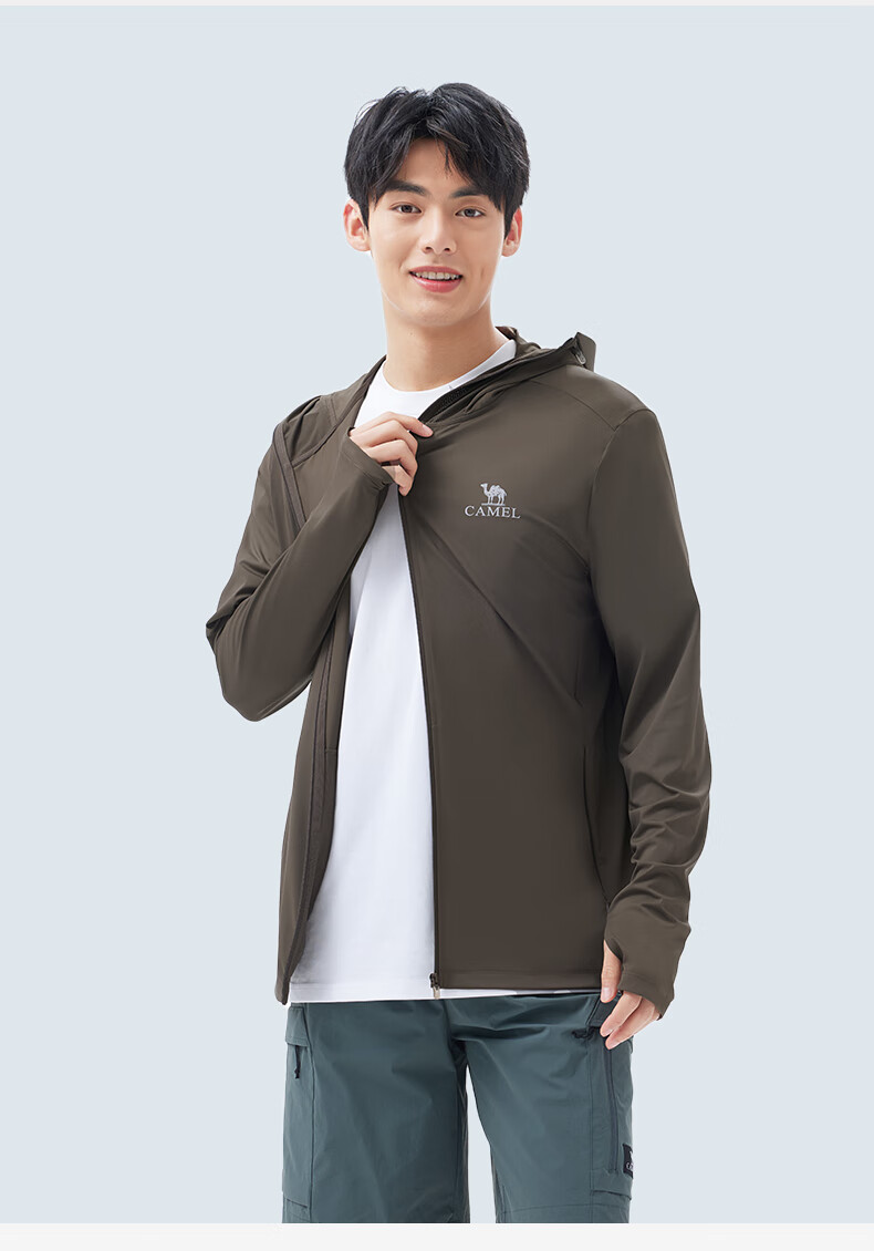 CAMEL [Ice Mint] 2025 Spring Summer Men's Outdoor High SPF Cooling Original Yarn Sunscreen Jacket Women's Sports Coat S 18