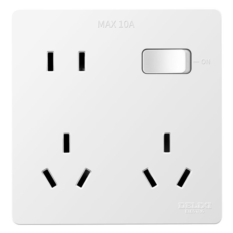 DELIXI Switch Socket, 86-Type Universal Single-Pole Master Switch, Eight-Hole Socket, Concealed Power Switch, White