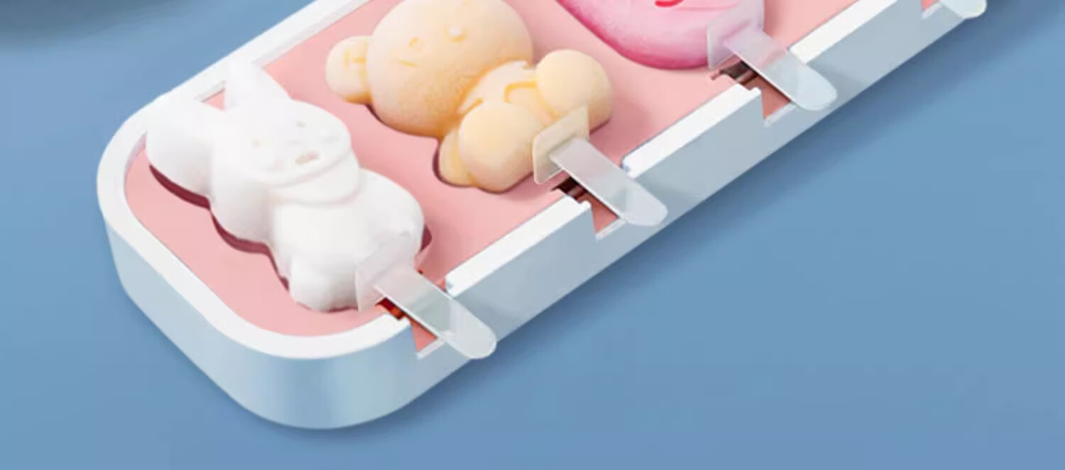 BJ Ice Cream Mold, Food-Grade Silicone, Children's Popsicle Maker, Ice Pop Mold, Ice Cube Tray, Ice Cream Mold Set of 2 2