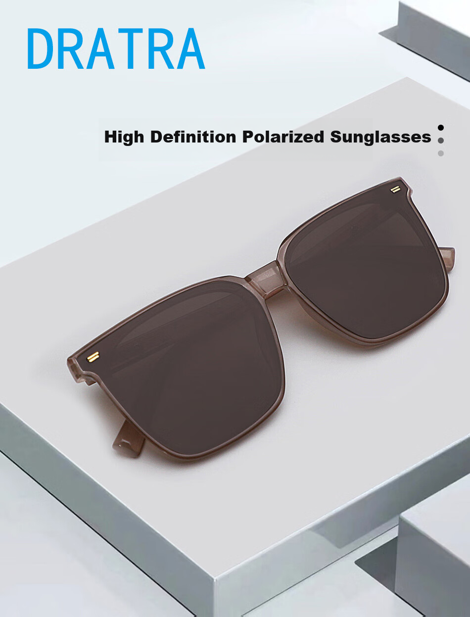 DRATRA Polarized Sunglasses for Men And Women, Large Face Slimming Effect, Driving Anti-Glare, Trendy Square Frame Sun Glasses 1