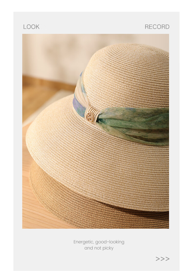 FANCET Straw Hat for Women, Elegant Summer Oregano Tulle Hat with Wide Brim, Vacation UV Protection Sun Hat, Birthday Gift for Elders 6
