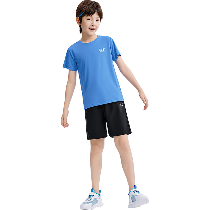 361° Children's Clothing, Kids' Summer Set for Boys And Girls, Elastic Breathable Quick-Dry Sports Knit Set, White 140