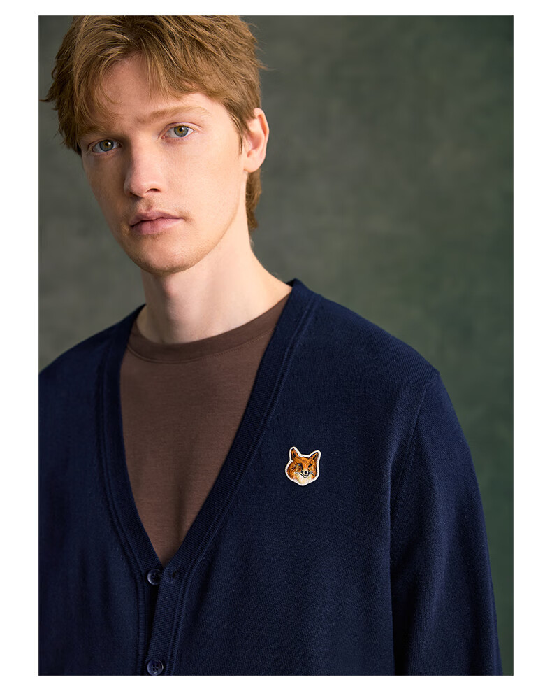 William Fox & Sons Wool Blend Fine Combed Knitted Yarn Classic Retro LOGO Little Fox Head Knitted Cardiga 10