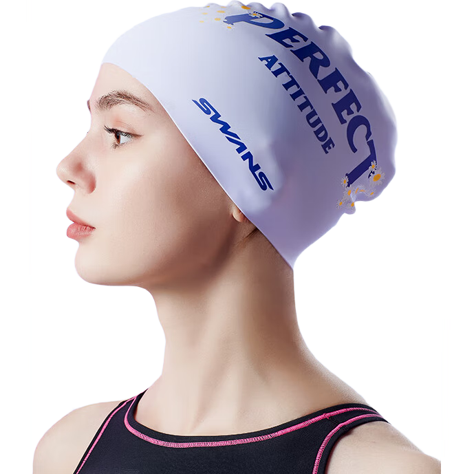 SWANS Swimming Cap for Women, Waterproof, Large Size with Ear Protection, Non-Binding Silicone Swim Cap for Men And Children, Two-Pack