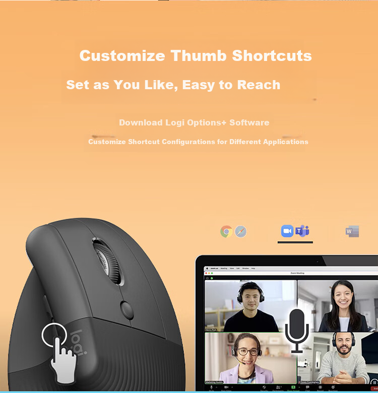 Logitech Lift Ergonomic Bluetooth Mouse, Wireless Silent Vertical Office Mouse with Logi Bolt Receiver, Commercial Version, Gray 7