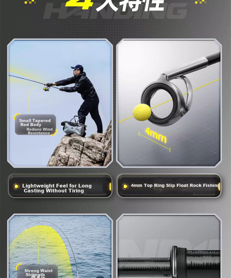 Handing Rock Fishing Rod, Sea Fishing Rod, Fishing Pole, Sea Rod, Casting Rod, Long-Distance Casting Rod, Dual-Use for Freshwater And Sea Fishing, 4.5m Single Rod 3