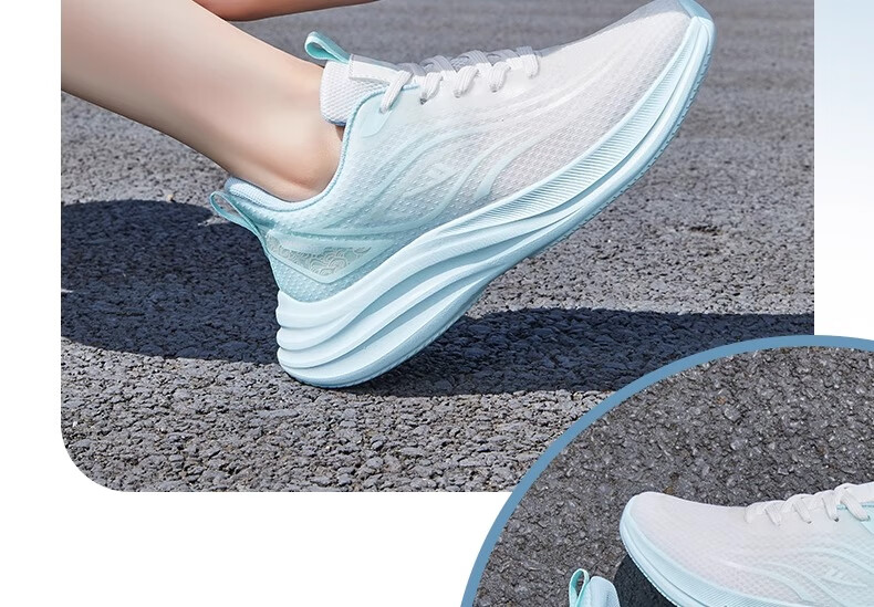 Warrior Women's Shoes, Spring And Summer New Style Breathable Mesh Sneakers, Soft-Soled Shock-Absorbing Running Shoes for Women, 4636 White Blue, Size 37 24