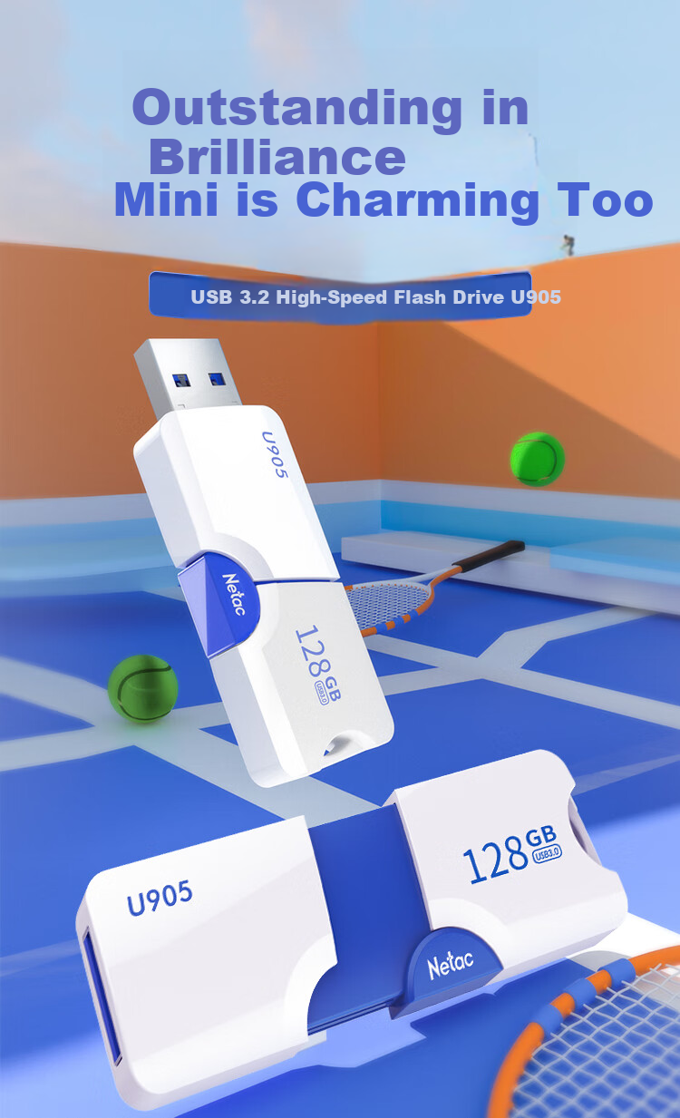 Netac 256GB USB3.2 Flash Drive U905, Slim Push-Pull High-Speed Flash Drive, Encrypted USB Drive 1