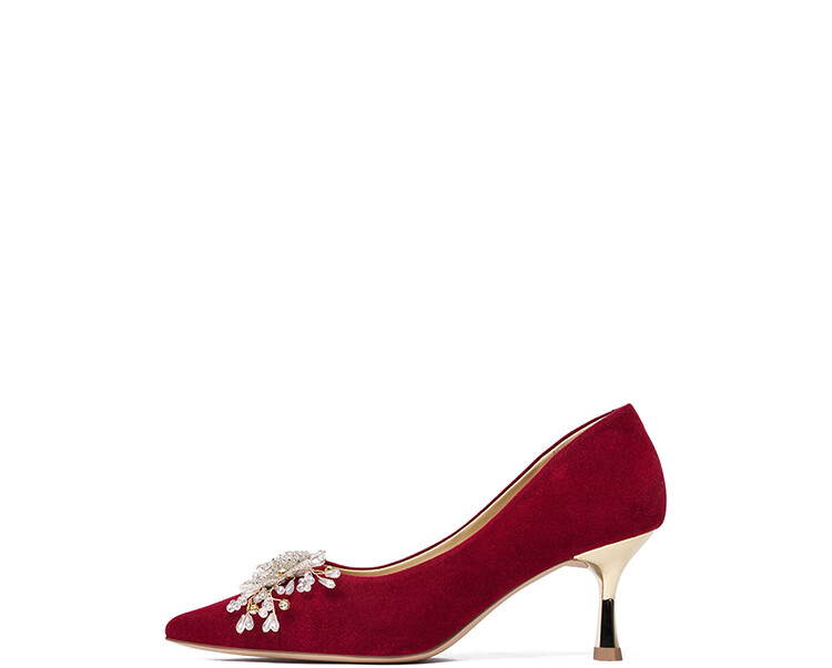 Josiny Pointed Toe Wedding Shoes for Women, Spring 2026 New Season High Heels, Bridal Engagement Shoes, French-Style Pumps, Xiuhe Wedding Dress, Champagne Gold, Size 35 10