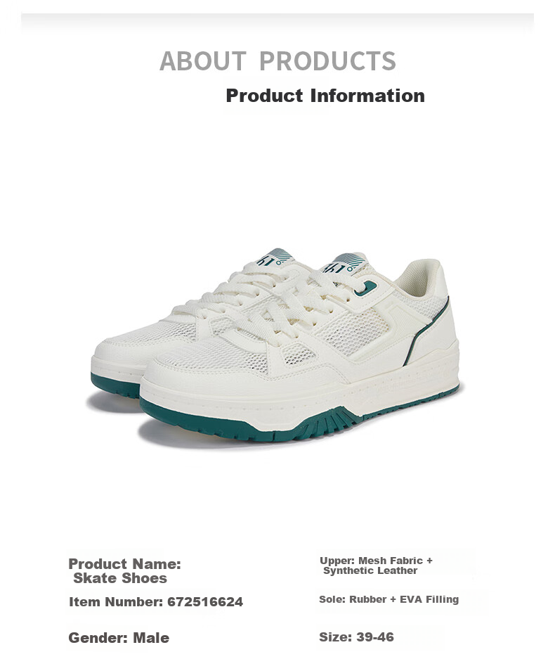 361° Men's Sneakers, Spring And Summer Low-Top Classic Mesh Breathable Sports Shoes, Flat Casual Shoes, 672516624-3 11