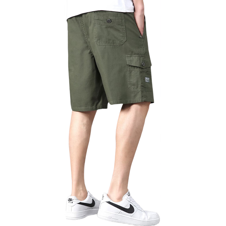 TUCANO Men's Shorts, Summer Pure Cotton Trendy Versatile Cargo Sports Thin Breathable Five-Point Pants, Army Green, 2XL