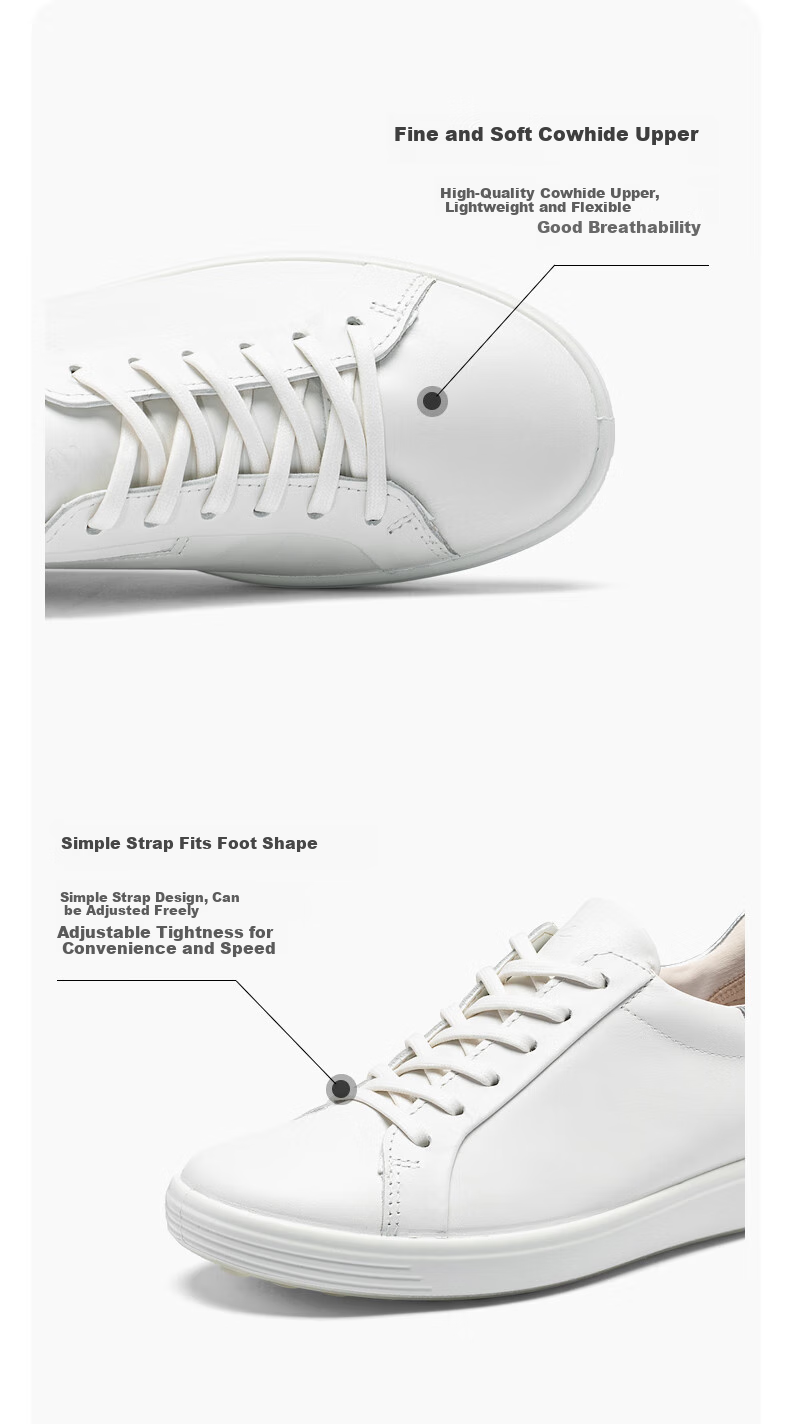 ECCO Leather Lace-Up Casual Sneakers, Soft Cool 7 Women's Shoes 470843, White/silver, Size 37 3