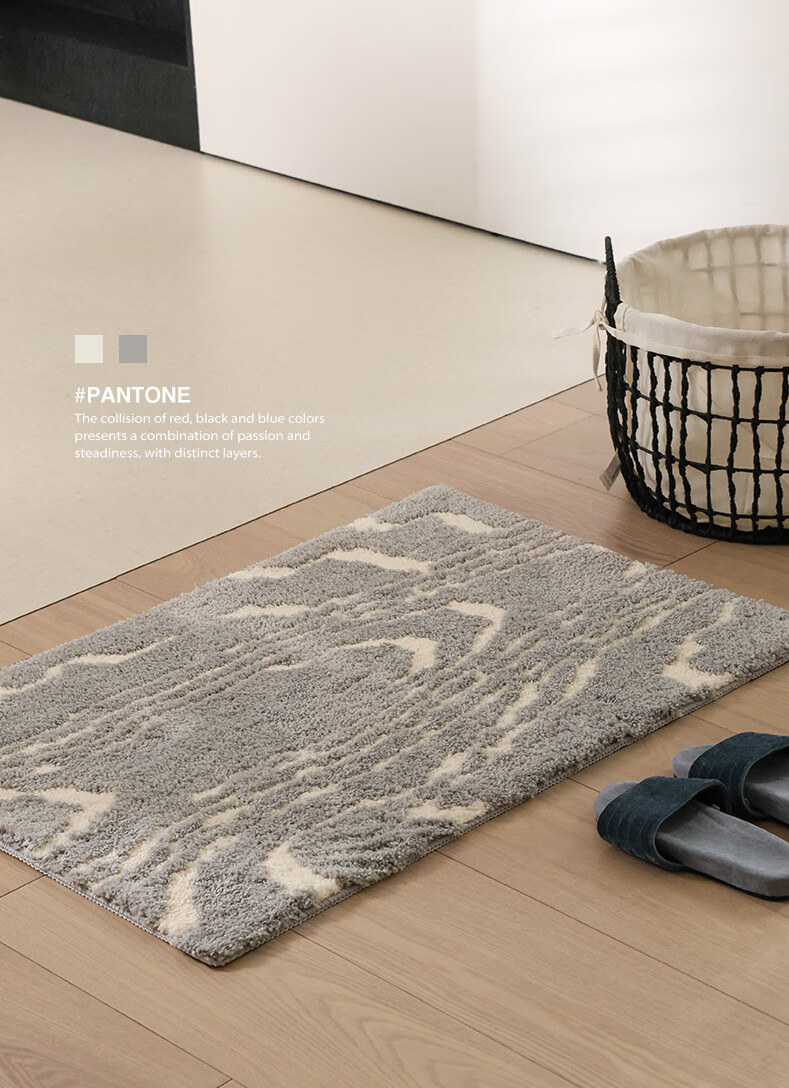 Saibosi Black Bay Minimalist Style Bathroom Entrance Mat, Thickened Absorbent Non-Slip Foot Mat, High-End Feel, 50X80CM 2