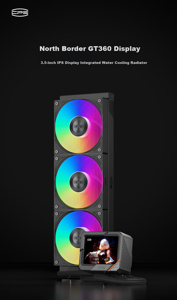 PCCOOLER Beijing GT240 ARGB White All-In CPU Liquid Cooler with 3.5-Inch LCD Screen And Customizable Themes / Compatible with 1851/AM5 1