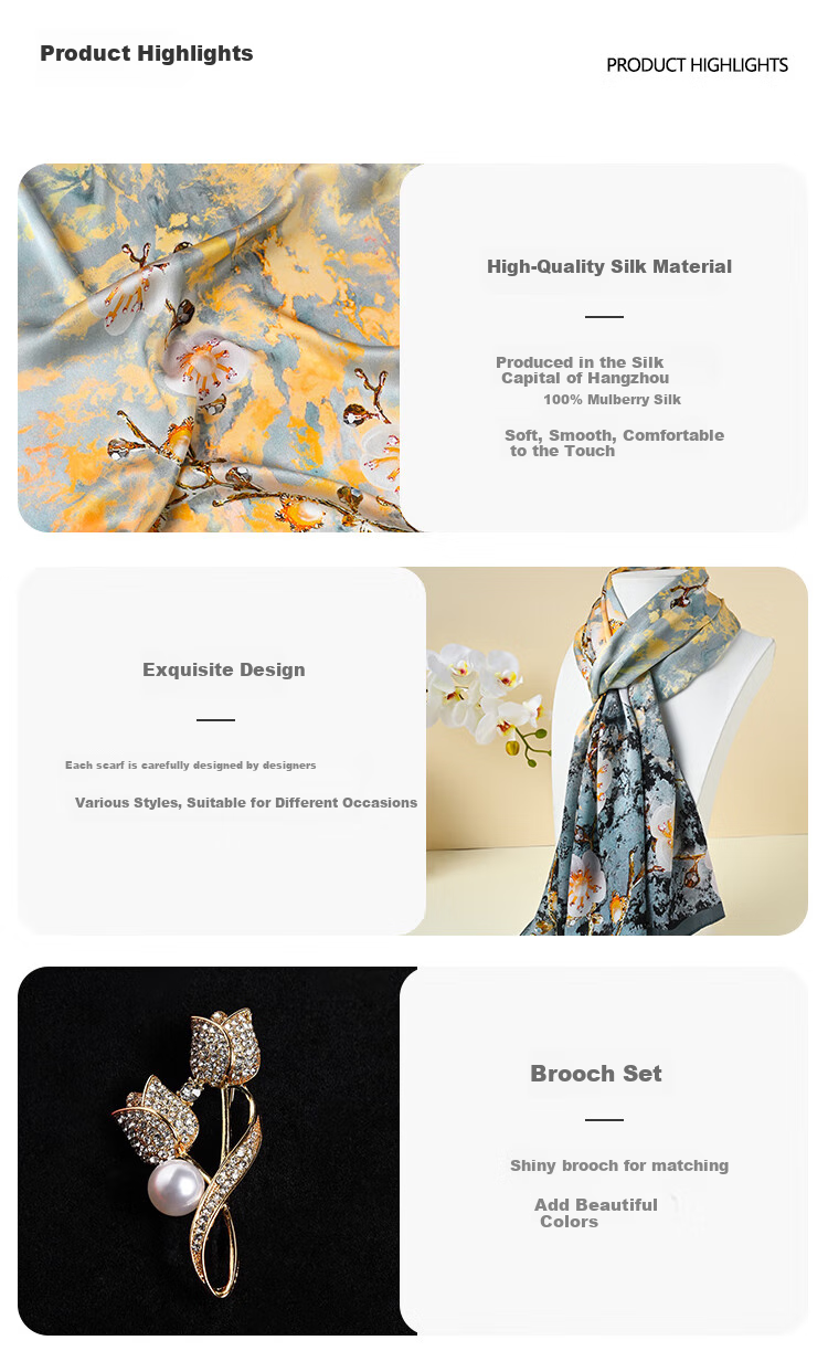 Hangsifu Silk Scarf, Shawl, Gift Box Set, Practical Birthday Present for Mom, Mid-Autumn Festival Gift 8