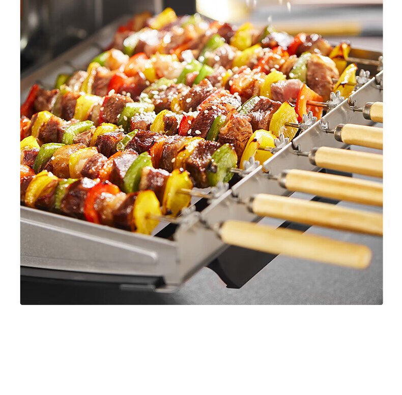 Fastee Automatic Rotating Barbecue Machine, Electric Grill, Barbecue Rack, Electric Grill for Home Use, Smokeless Barbecue Grill, Meat Roasting Machine, Lamb Skewer Machine, Stainless Steel Barbecue Skewers 16 Pieces 14