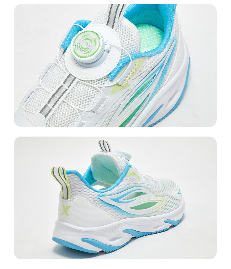 XTEP Children's Shoes Boys' Big Kids Mesh Leather Shock-Absorbing Rotating Buckle Running Shoes XTEP White/black/dazzling Blue 39 7