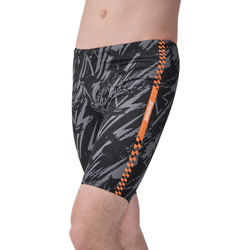 SWANS Men's Professional Sun Protection Quick-Dry Swim Shorts, 5-Point Length, Black Gray, XL