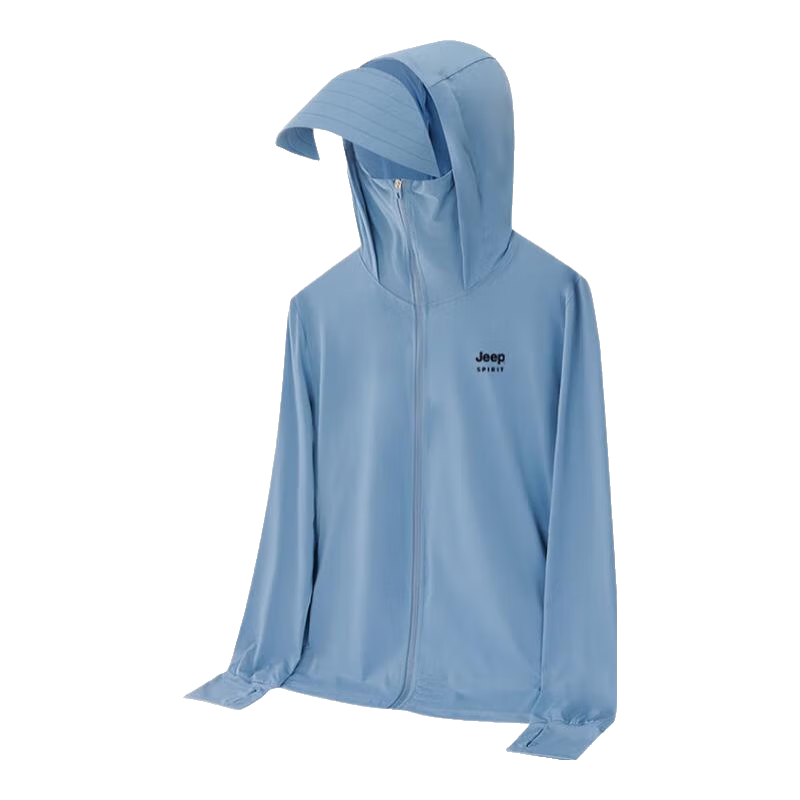 JEEP SPIRIT Sun Protection Jacket for Men, Summer Ice Silk Quick-Dry Skin Coat, UPF50+ Lightweight Breathable Sports Outerwear for Men, Glacier Blue 5XL