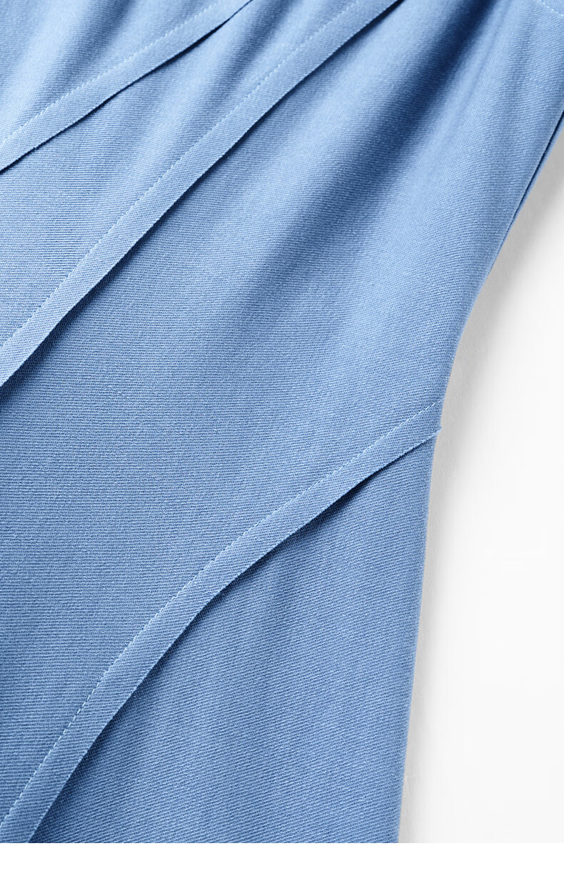 YANYEE Solid Color Vest Dress 2025 Summer Premium Blue Waist-Cinched Over-the-Knee Work Dress Blue M 19