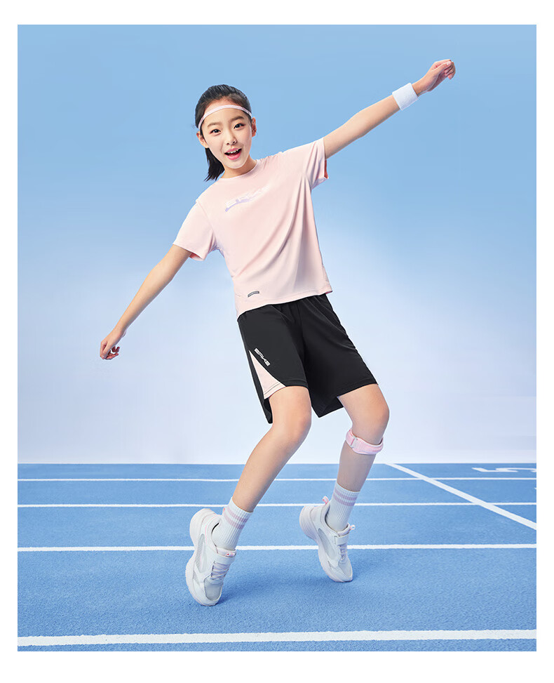 ERKE Children's Sportswear, Boys And Girls Outdoor Short-Sleeve Set, Summer Wear, Pure White, Size 165 15