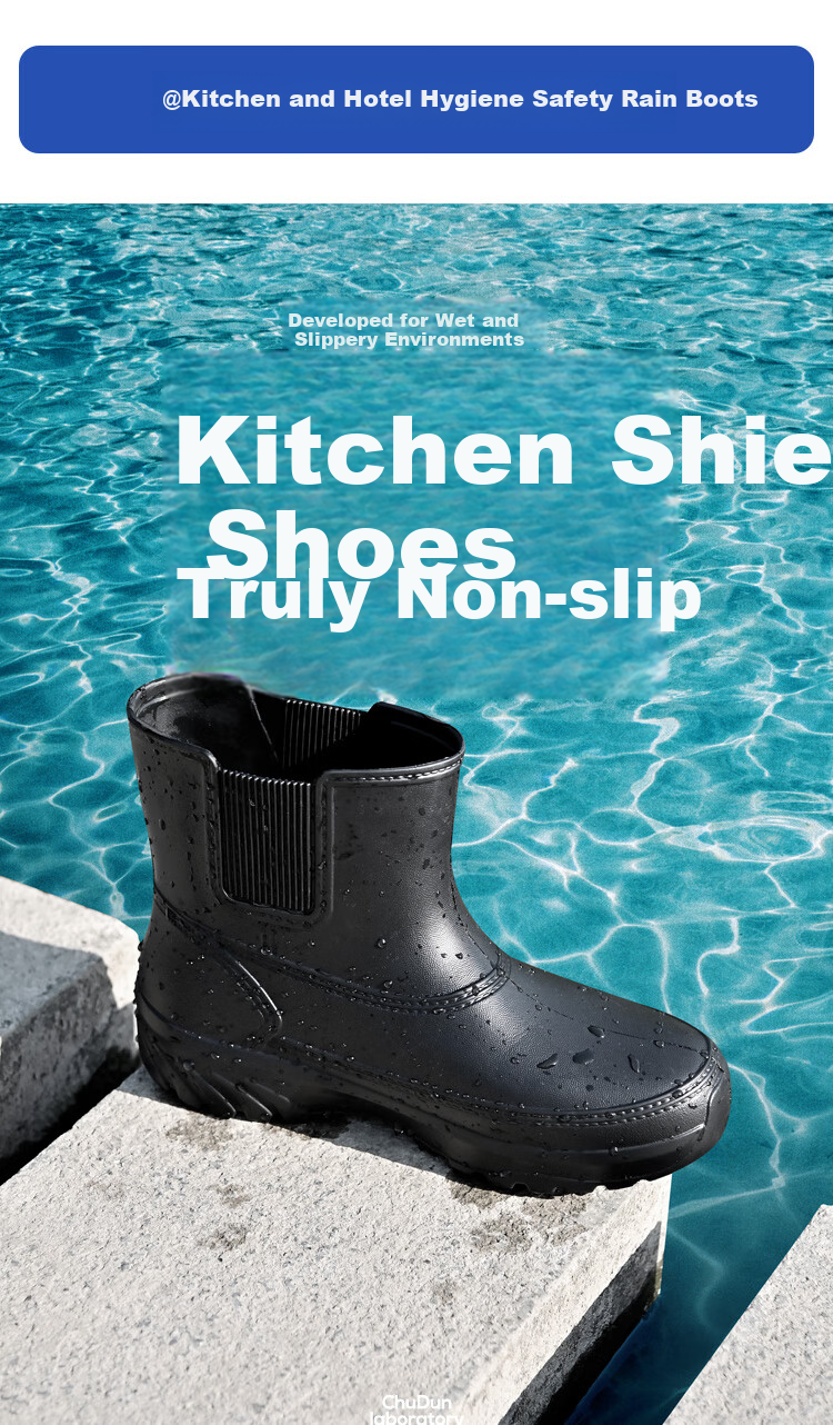 Chudun Non-Slip Shoes, Snow Boots, Rain Boots, Waterproof, Non-Slip, Oil-Resistant, EVA Water Shoes, Work Shoes, Black, Size 39/40 1