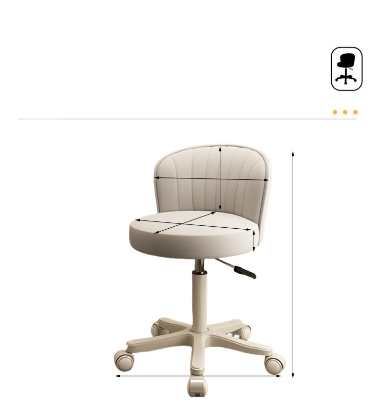 Huanaxin Stool, Bar Chair for Home Use, Adjustable Height Beauty Salon Chair, Nail Art Chair, High Stool with Backrest, Front Desk Rolling Stool BY661 14