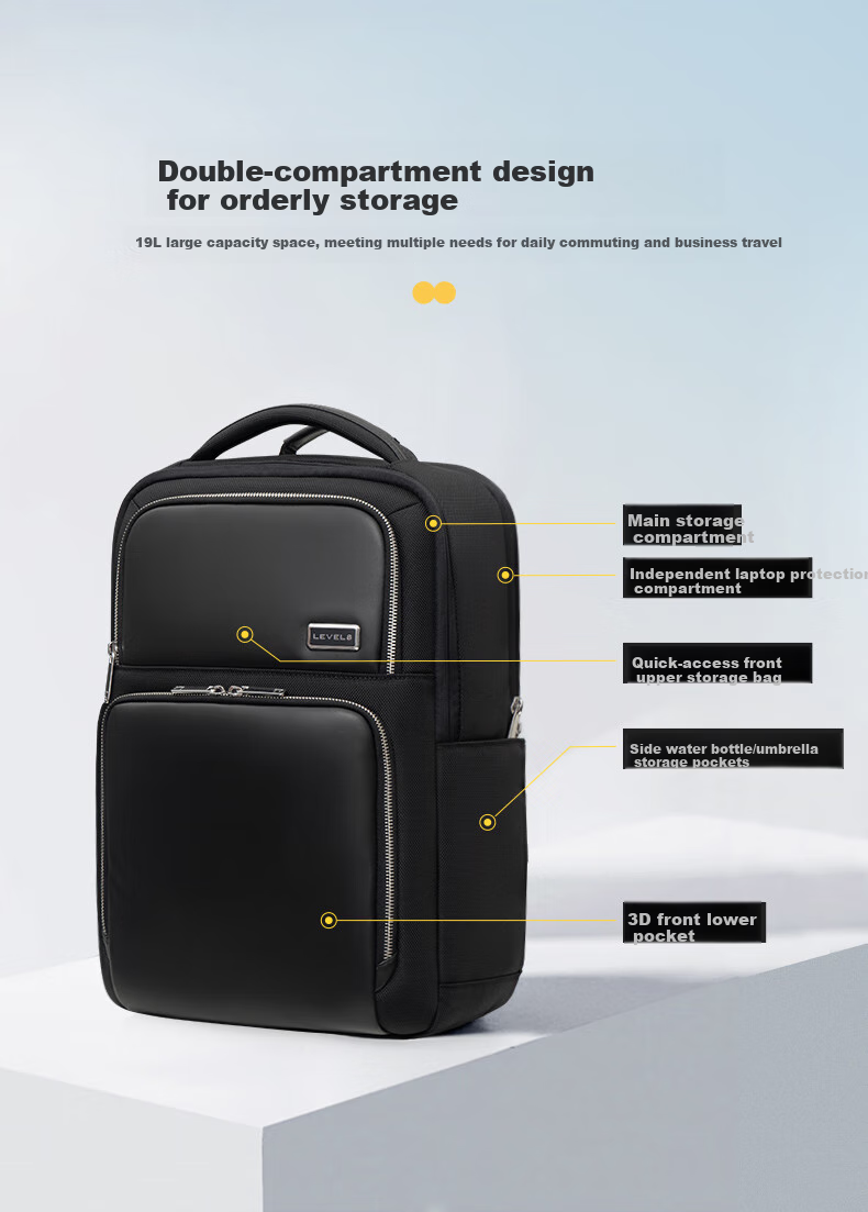 LEVEL8 Laptop Backpack, Explorer Series, Unisex Business Commute Travel Fashion Casual Large Capacity Backpack, Black 4