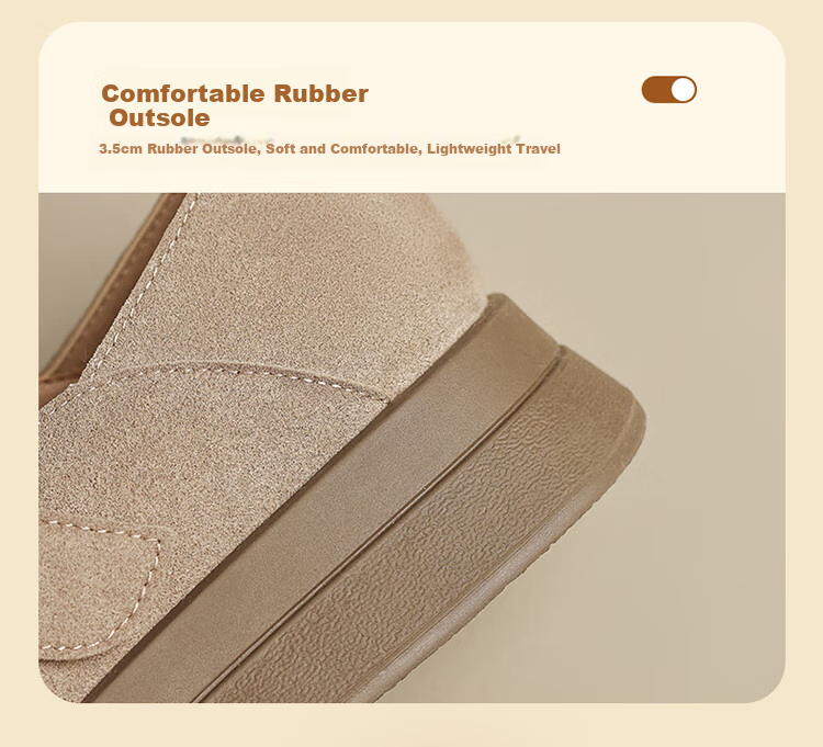 ZHR Thick-Soled Birkenstock-Style Shoes for Women, Retro Full-Coverage Round Toe Casual Women's Shoes, Lightweight Slip-On Flats JF202 Khaki 37 9