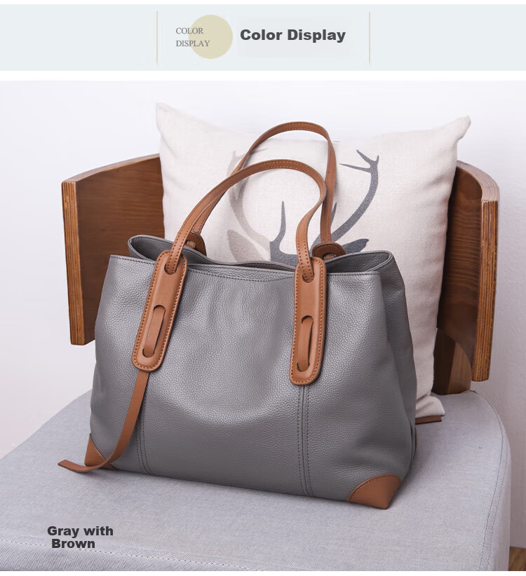 Viney Leather Handbag, Women's Large Capacity Tote Bag, Light Luxury Shoulder Bag, Birthday And Mother's Day Gift, Practical Present for Mom 12