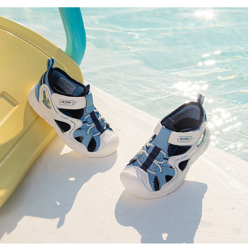 Dr. Jiang Toddler Walking Shoes Summer Boys and Girls 1-3 Years Old Baby Children's Sandals 2S14A2006AM Beige/Blue Size 22 9
