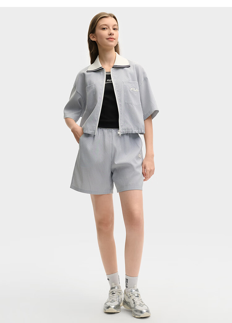 FILA Official Yang Mi Same Style Women's Woven Shorts, Summer Fashion Simple Loose Casual Three-Quarter Pants 4