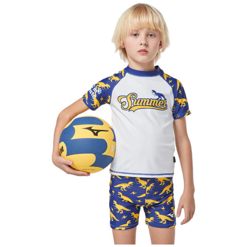 MIZUNO Kids Boys Two-Piece Quick-Dry Swimwear Surfing Suit Hot Spring Swimming Gear G1407 Dinosaur 120