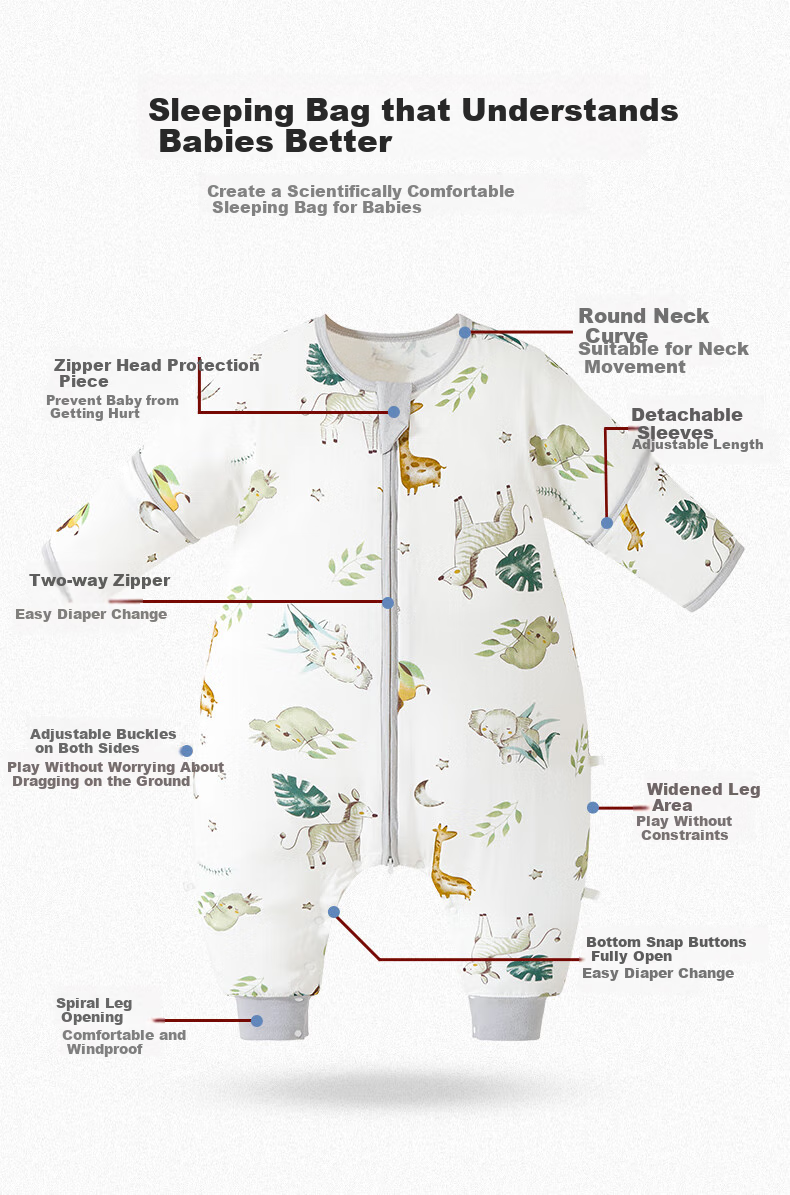 Tongyan Baby Sleeping Bag, Front 4 Back 2 Bamboo Cotton Gauze Split-Leg Pajamas, Children's Spring And Summer Anti-Kick Blanket, Mountain Camphor, Size 110 4