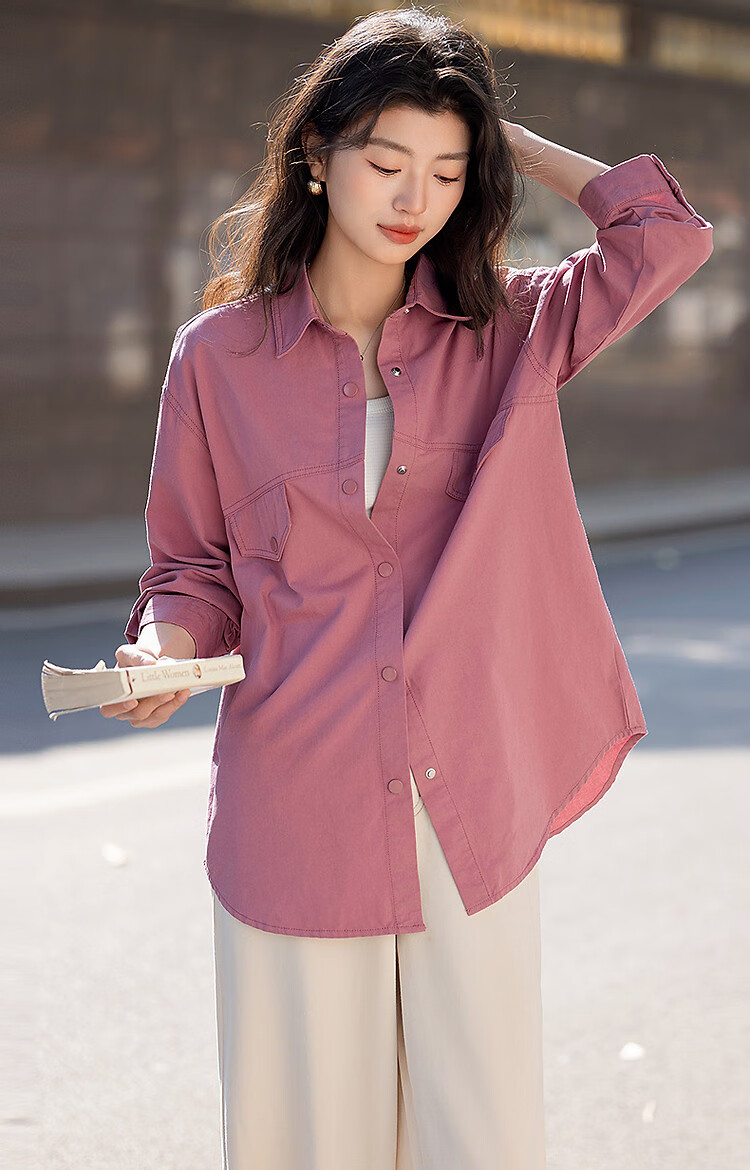 Dme [Pure Cotton Romantic Chronicles] Autumn Dopamine Three-Dimensional Collar Lapel Shirt, Relaxed Fit Blouse, Women's Top 8