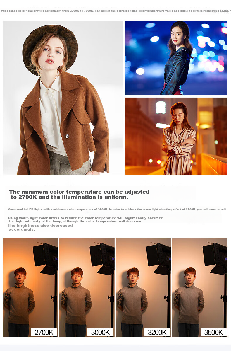 JINBEI EFP-50BI Flat LED Fill Light, Dual Color Temperature, Live Streaming Photography Video Lighting, Continuous Light for Outdoor Night Scene Portrait Product ID Photo Illumination, Video Shooting Hair Light, Lithium Battery Powered 3