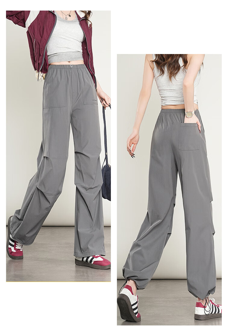 Ziyouxi Women's Cargo Pants, Summer Lightweight Ice Silk Quick-Dry Casual Wide-Leg Pants, 2026 New High-Waist Slimming Hiking Sports Trousers 14