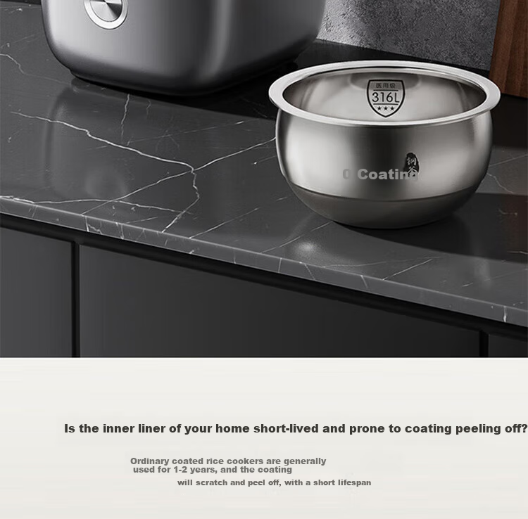 Joyoung Household Multi-Functional 4L Smart Non-Coating Rice Cooker, 316L Stainless Steel Ball Pot, Electric Rice Cooker F-40F316L 8